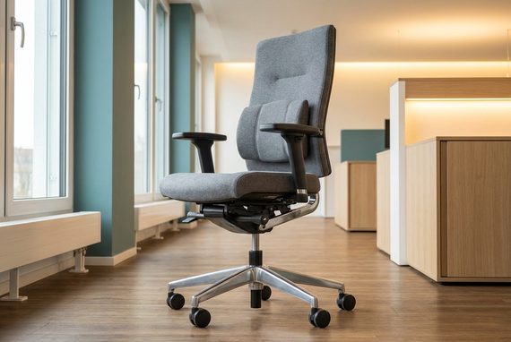 Ergonomischer Bürodrehstuhl mit Lendenstütze und verstellbaren Armlehnen